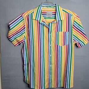 Trinity Collective XLarge Multicolor Rainbow Stripe Mens Button Front Shirt